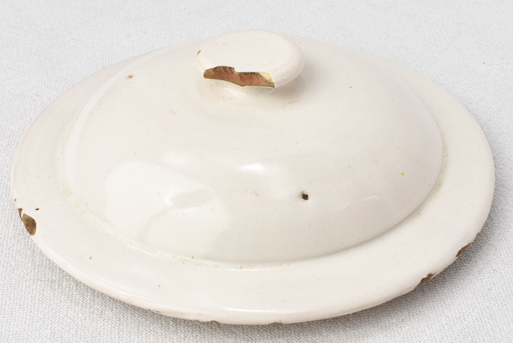 White preserving pot with lid 11¾"