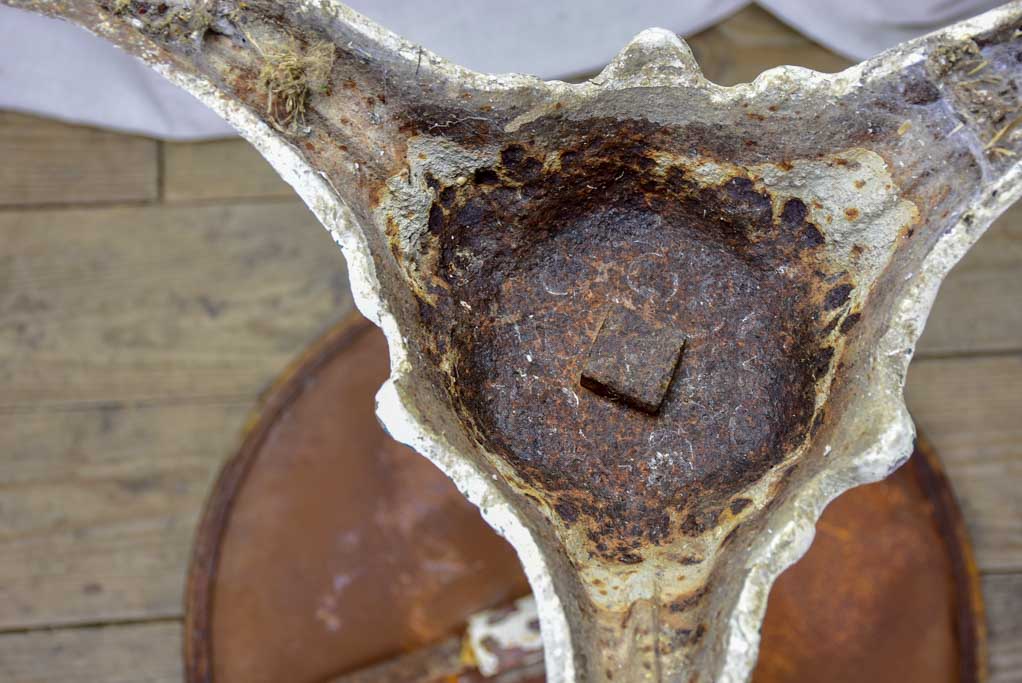 19th Century French bistro table with white cast iron base