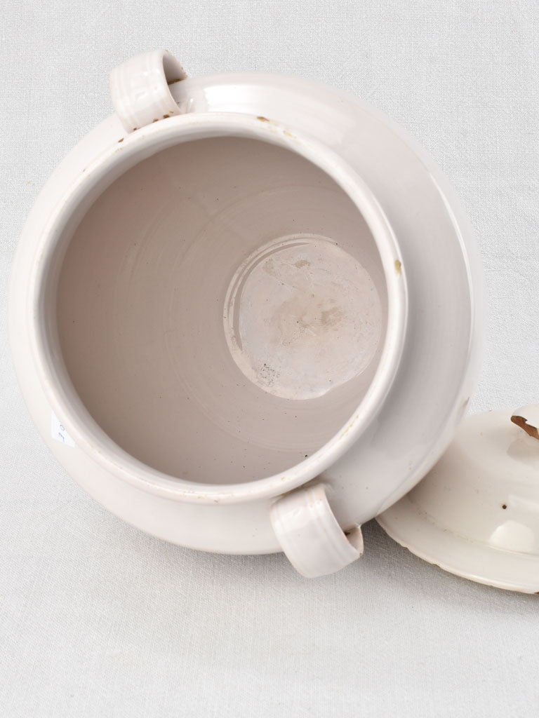 White preserving pot with lid 11¾"