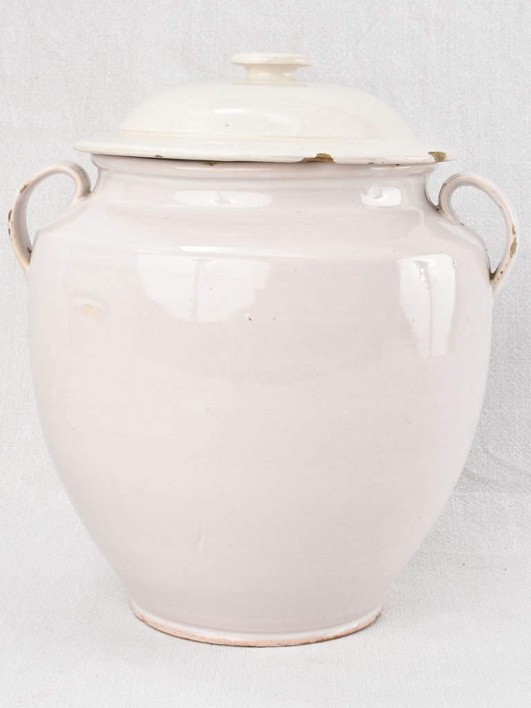 White preserving pot with lid 11¾"