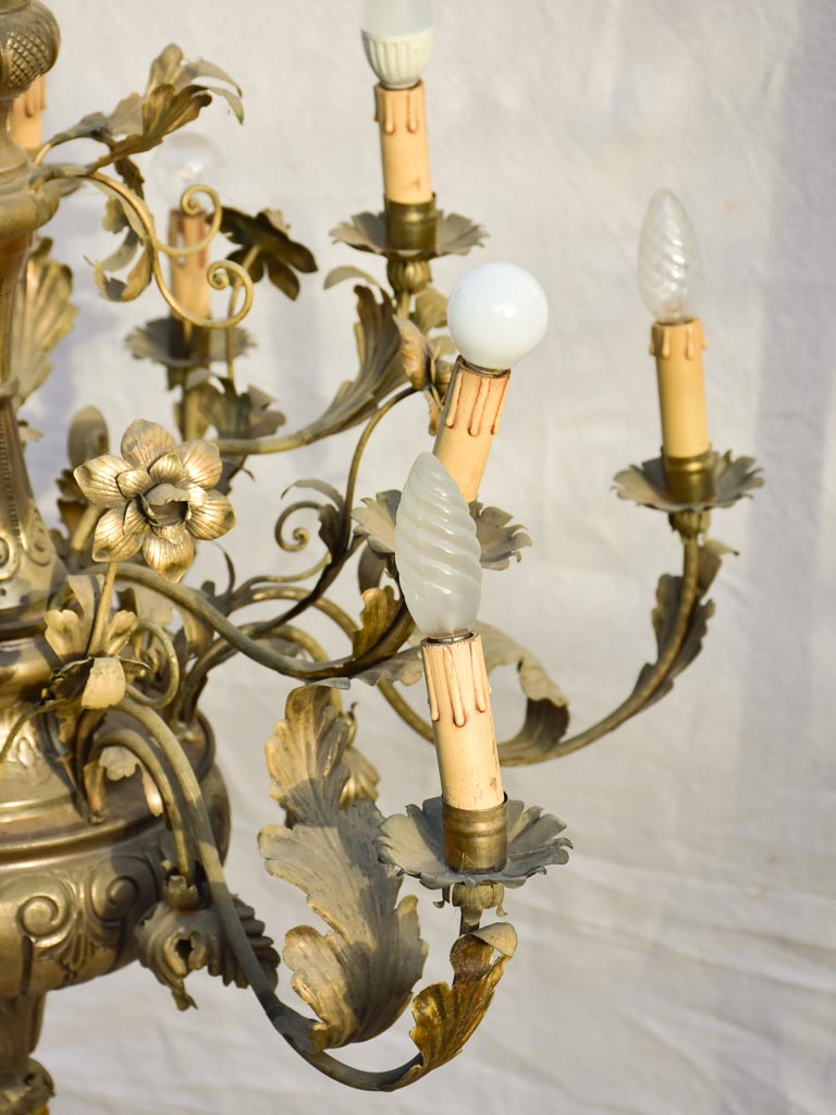 Large 12-light Italian tole chandelier 37¾"