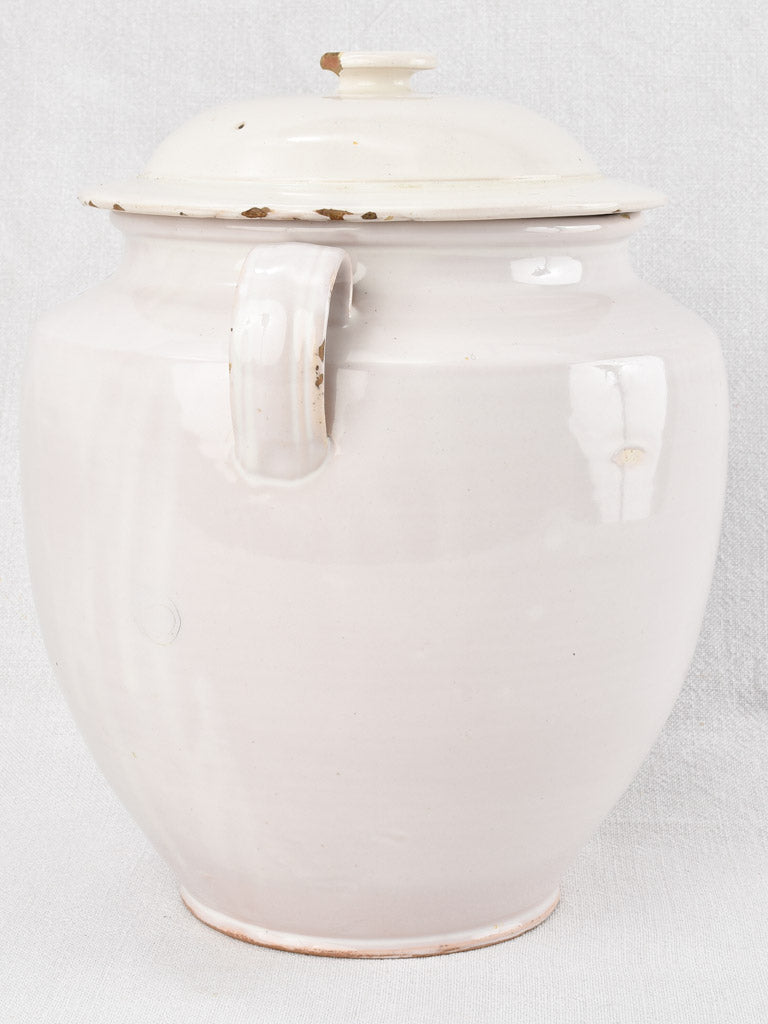 White preserving pot with lid 11¾"