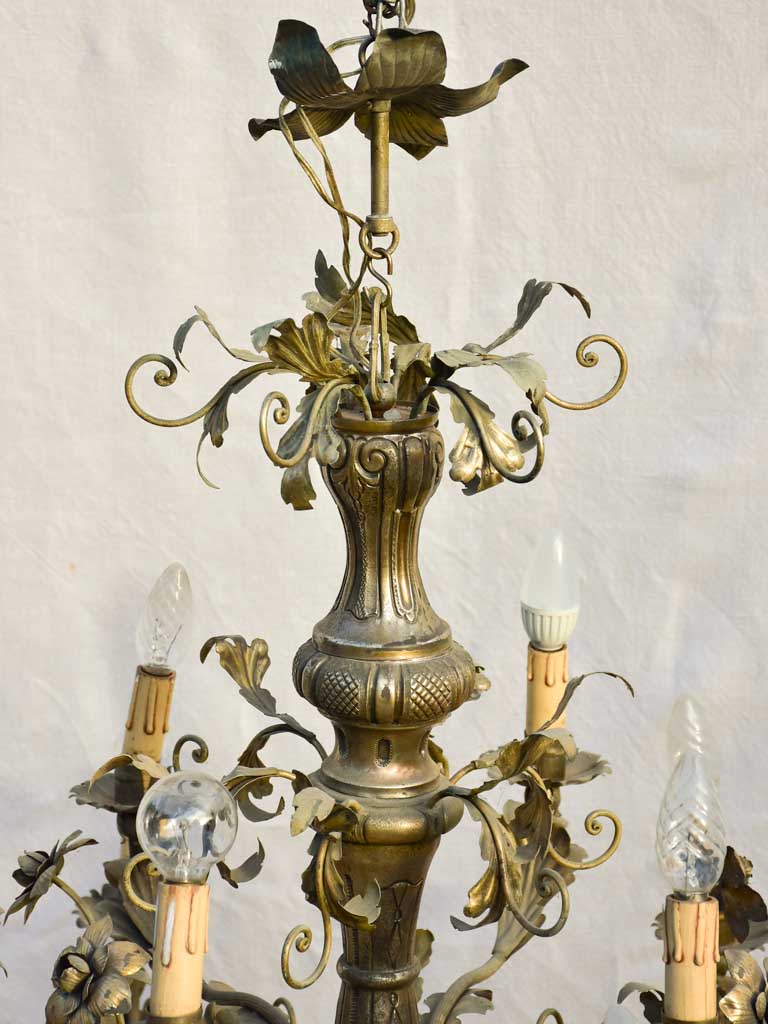 Large 12-light Italian tole chandelier 37¾"