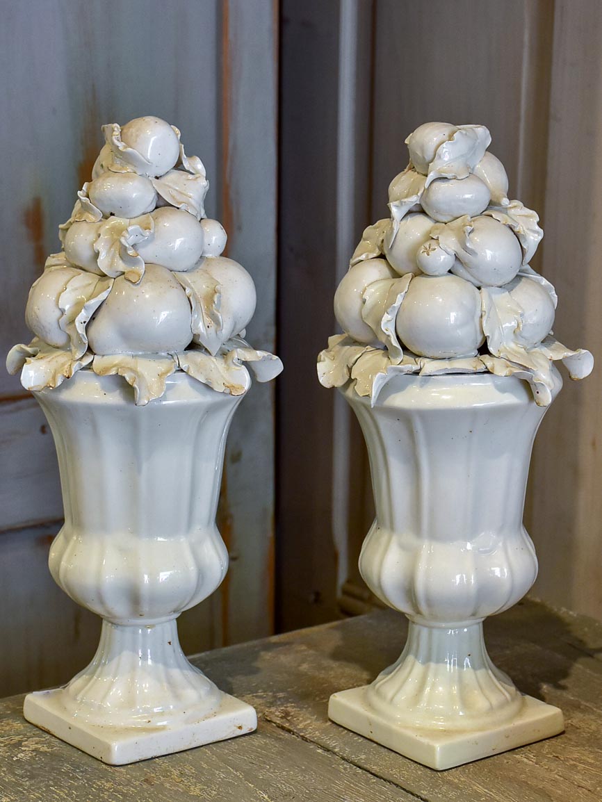 Pair of antique Italian porcelain fruit baskets