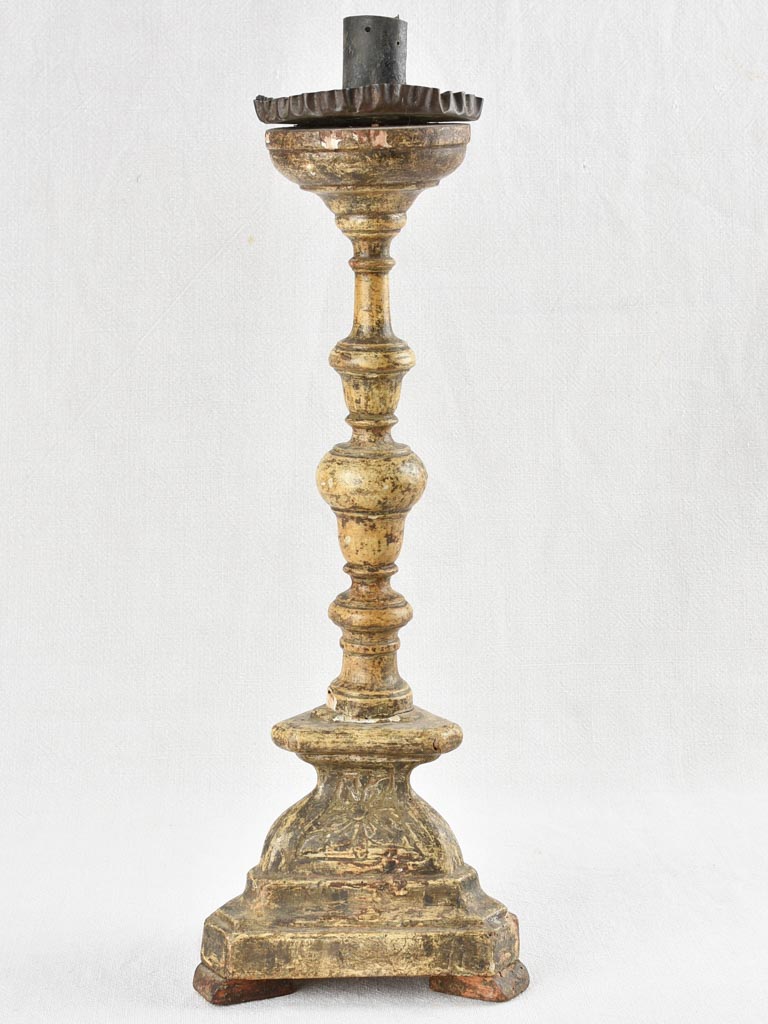 Antique French candlestick with triangular base 21¼"