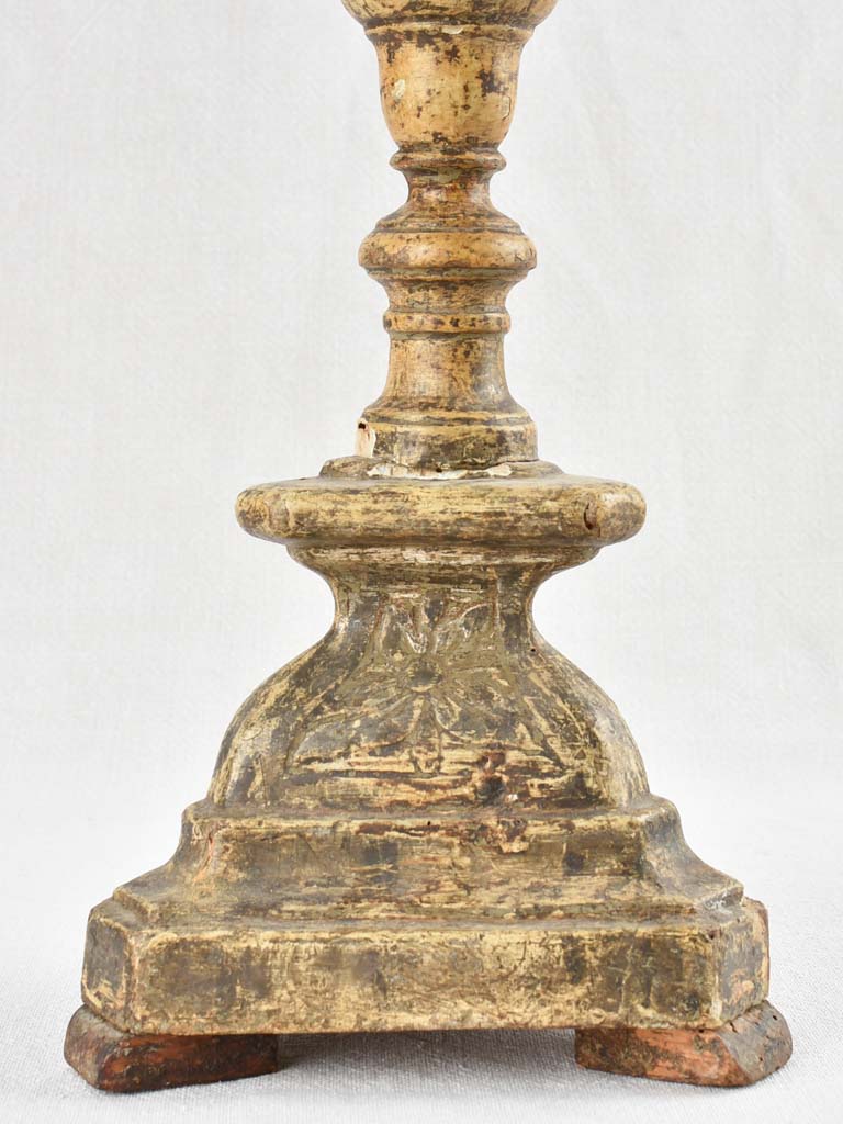 Antique French candlestick with triangular base 21¼"