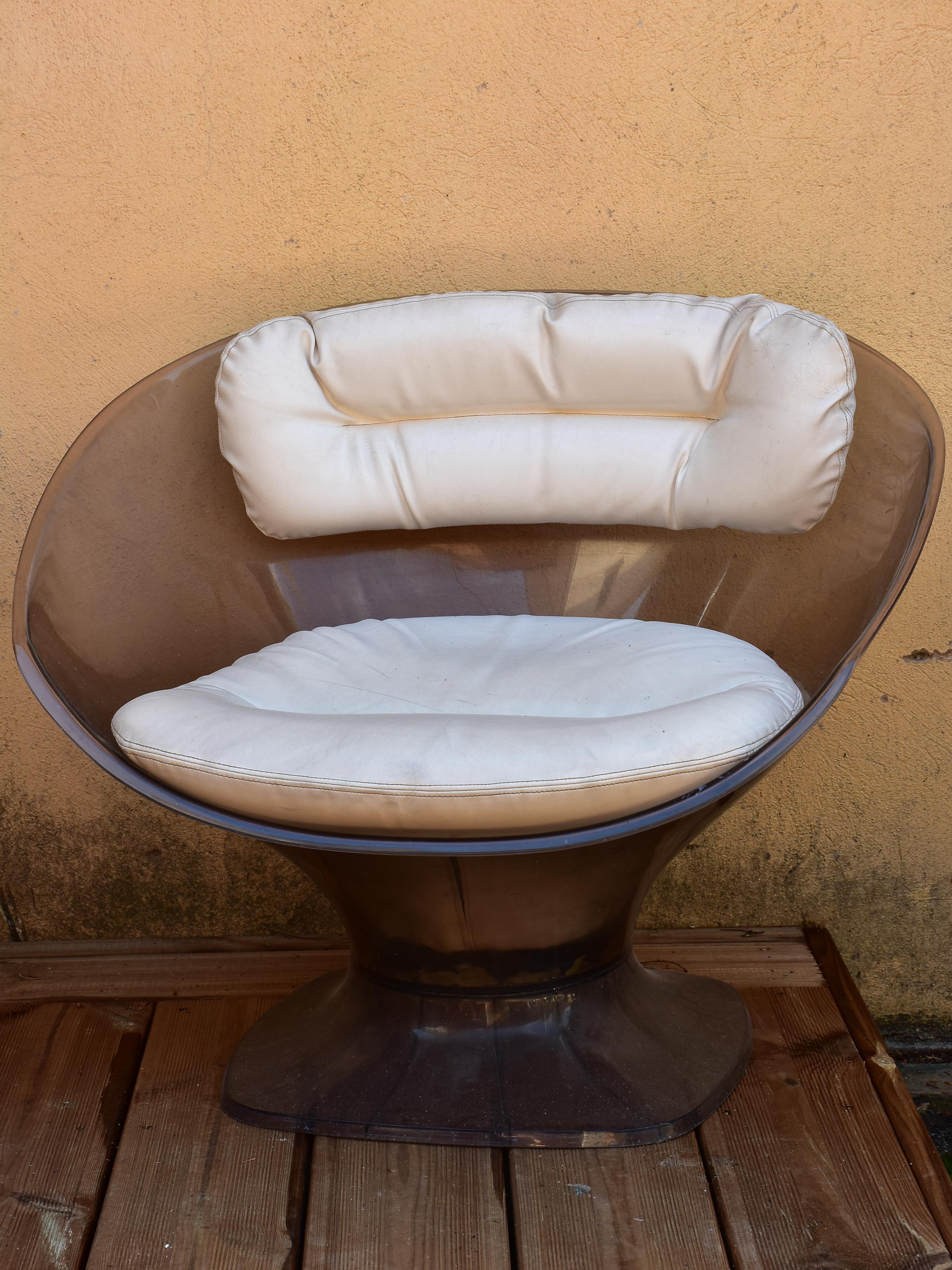 Pair of smokey grey and white Raphael Raffel armchairs