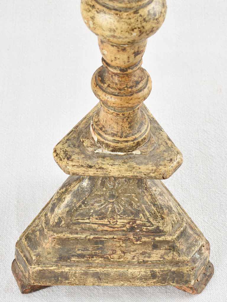 Antique French candlestick with triangular base 21¼"