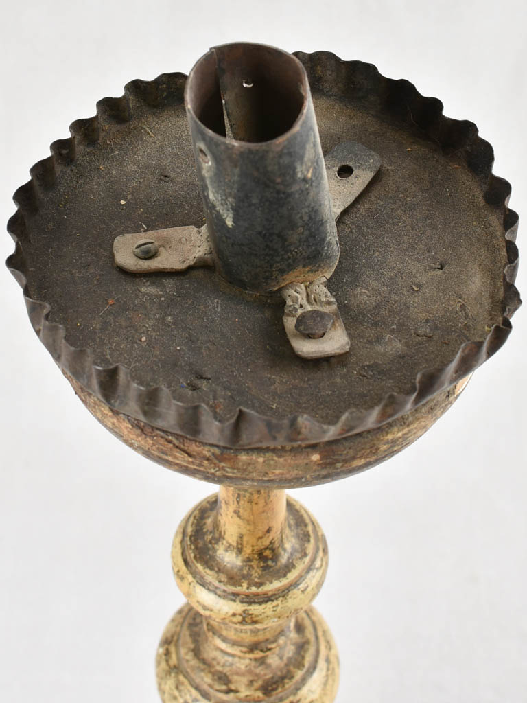 Antique French candlestick with triangular base 21¼"