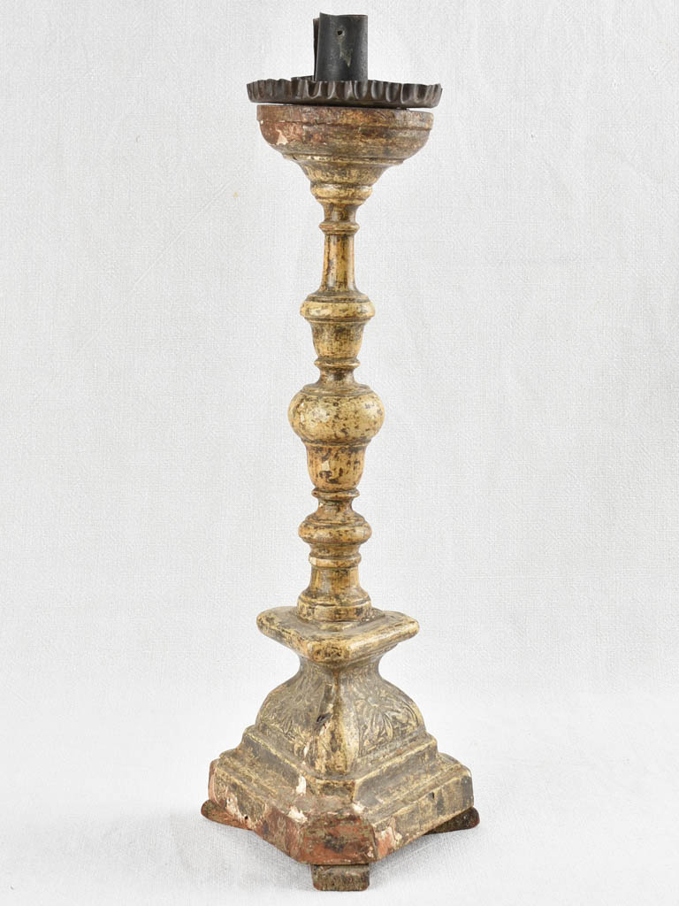 Antique French candlestick with triangular base 21¼"