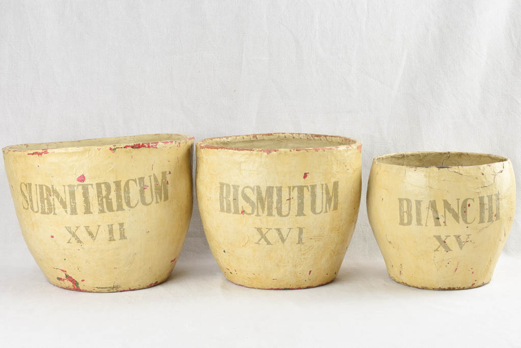 Roman Numeral Labelled Paper Mâché Pots