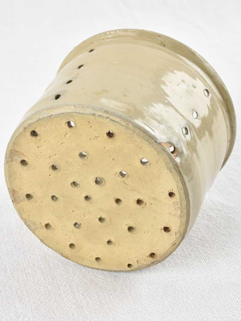 Vintage French earthenware whey strainer