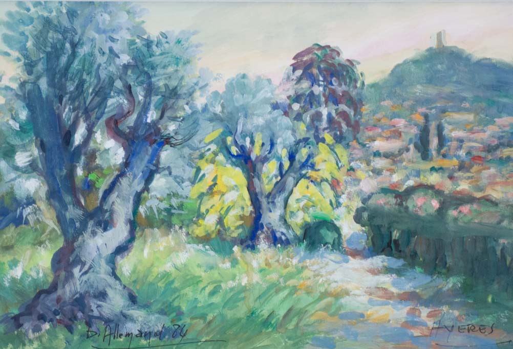 Hyères D. Allemand (1906- ?) gouache 14¼" x 17¼"