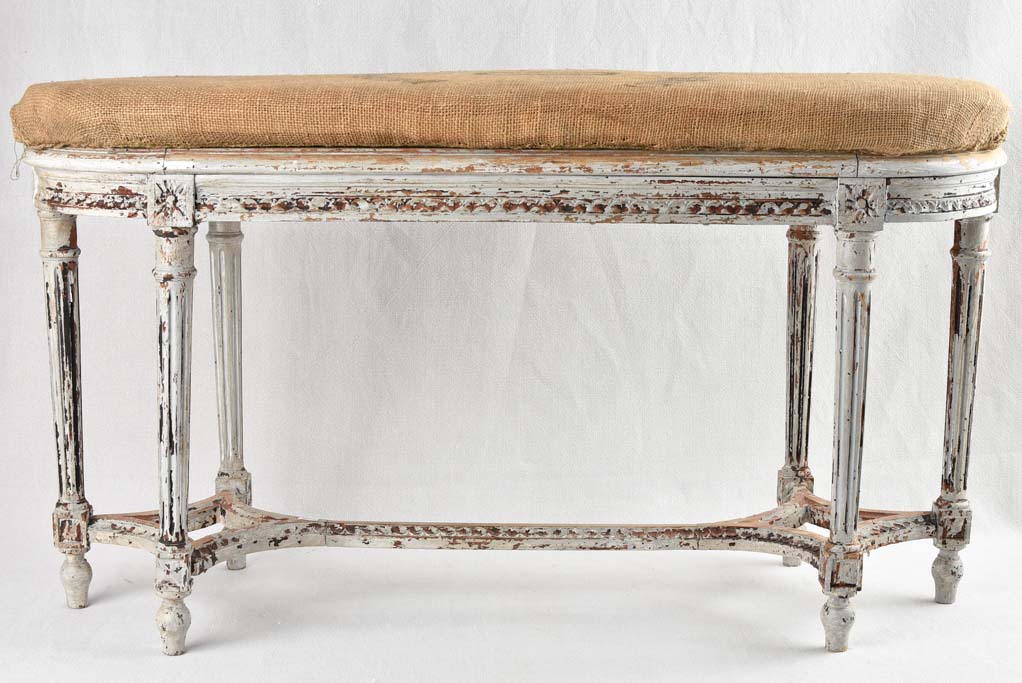 Louis XVI bench with sacking upholstery 39½"