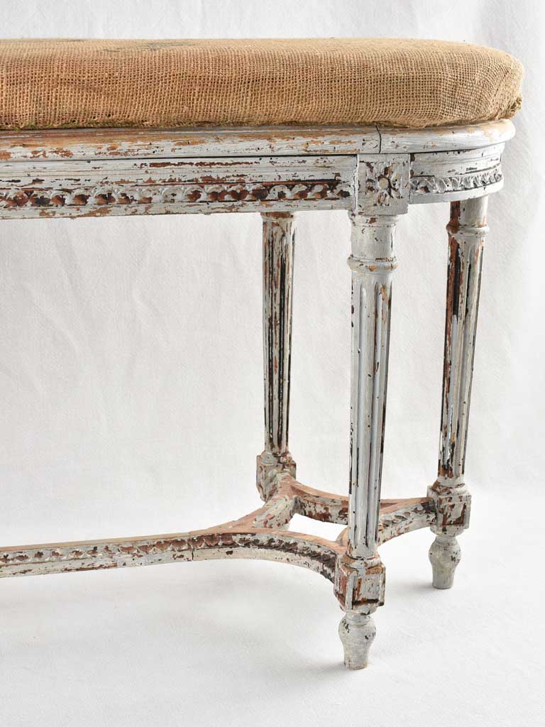 Louis XVI bench with sacking upholstery 39½"