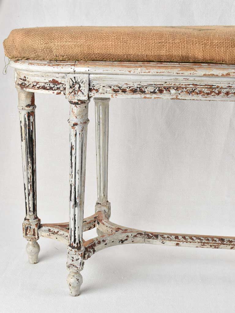 Louis XVI bench with sacking upholstery 39½"