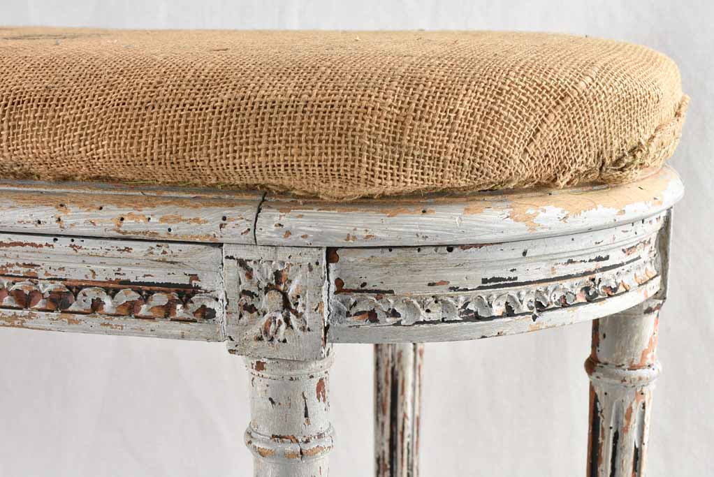 Louis XVI bench with sacking upholstery 39½"