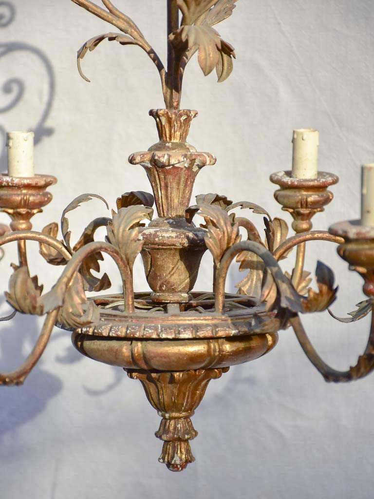 6-light Italian chandelier with leaf decorations 31½"