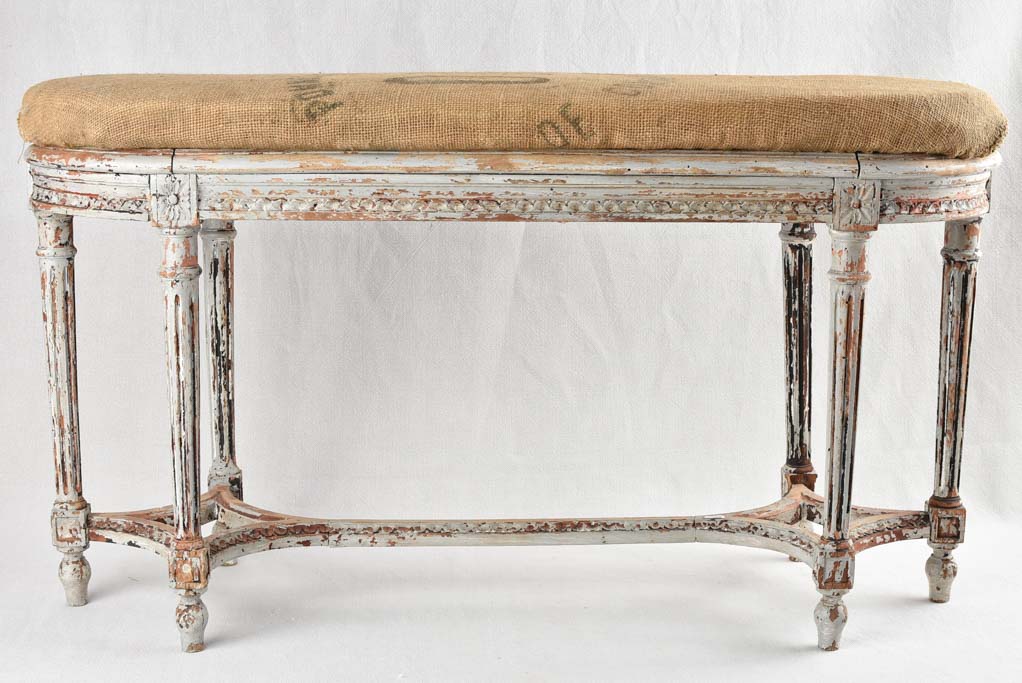 Louis XVI bench with sacking upholstery 39½"