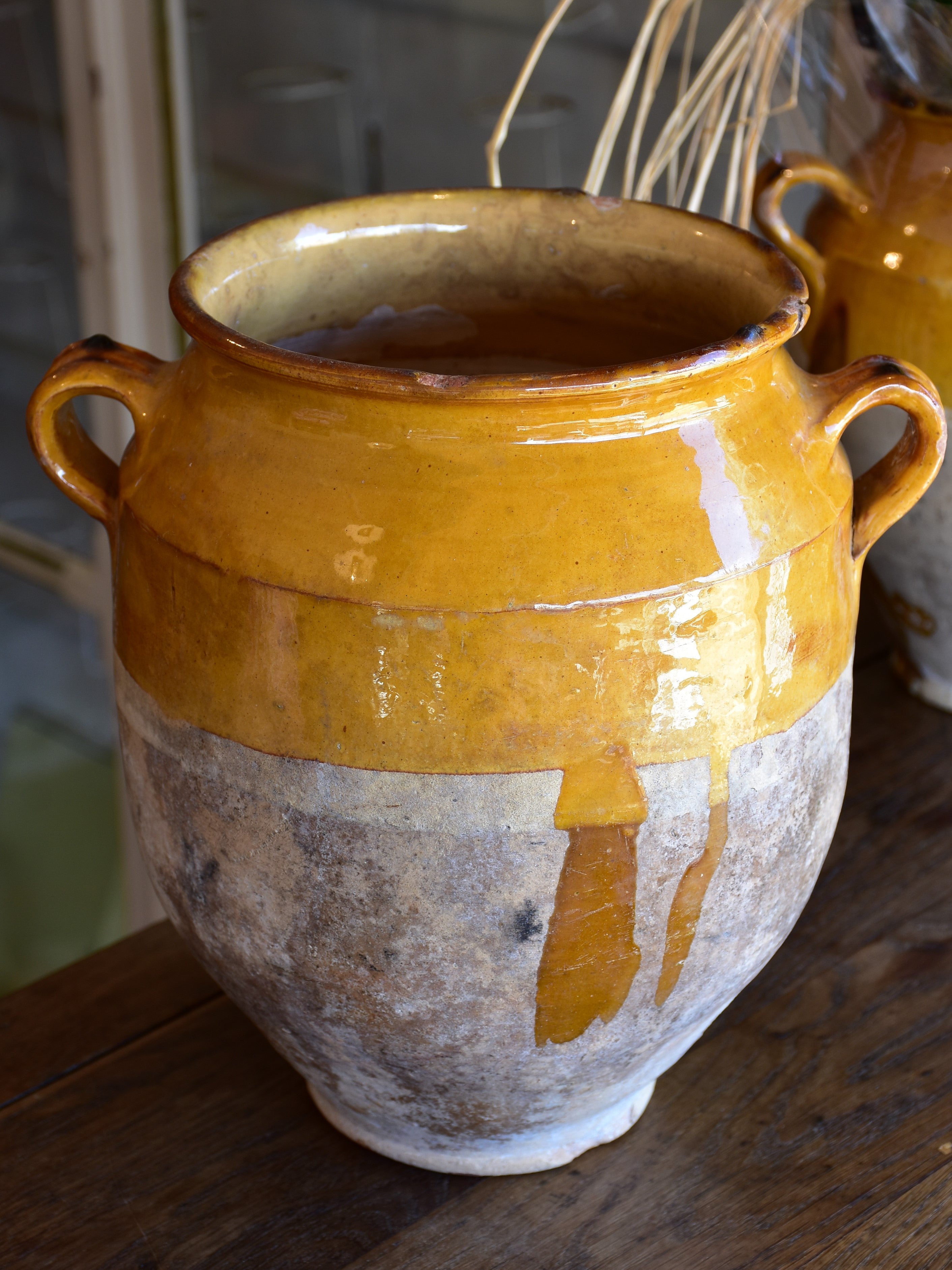 Antique French confit pot with orange demi-glaze 11¼"