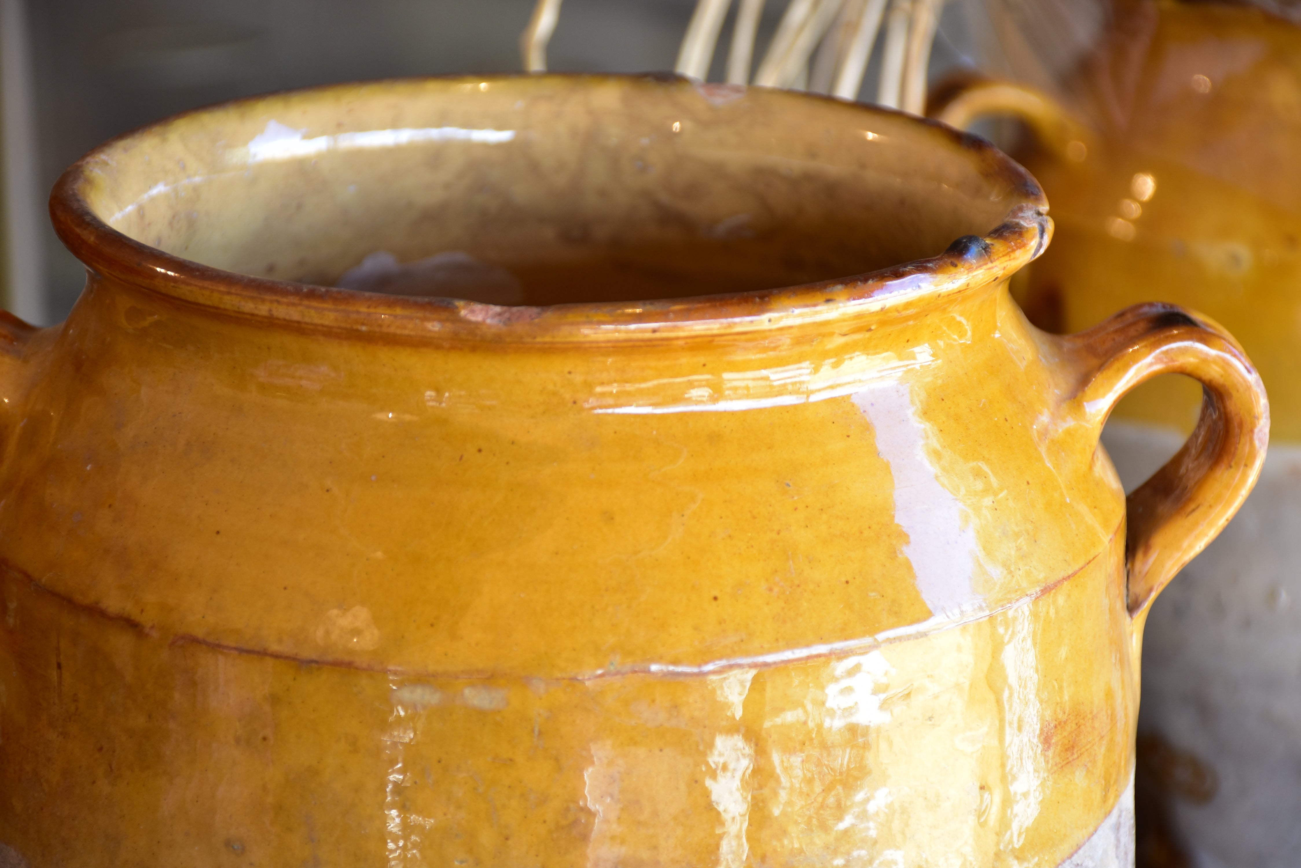 Antique French confit pot with orange demi-glaze 11¼"