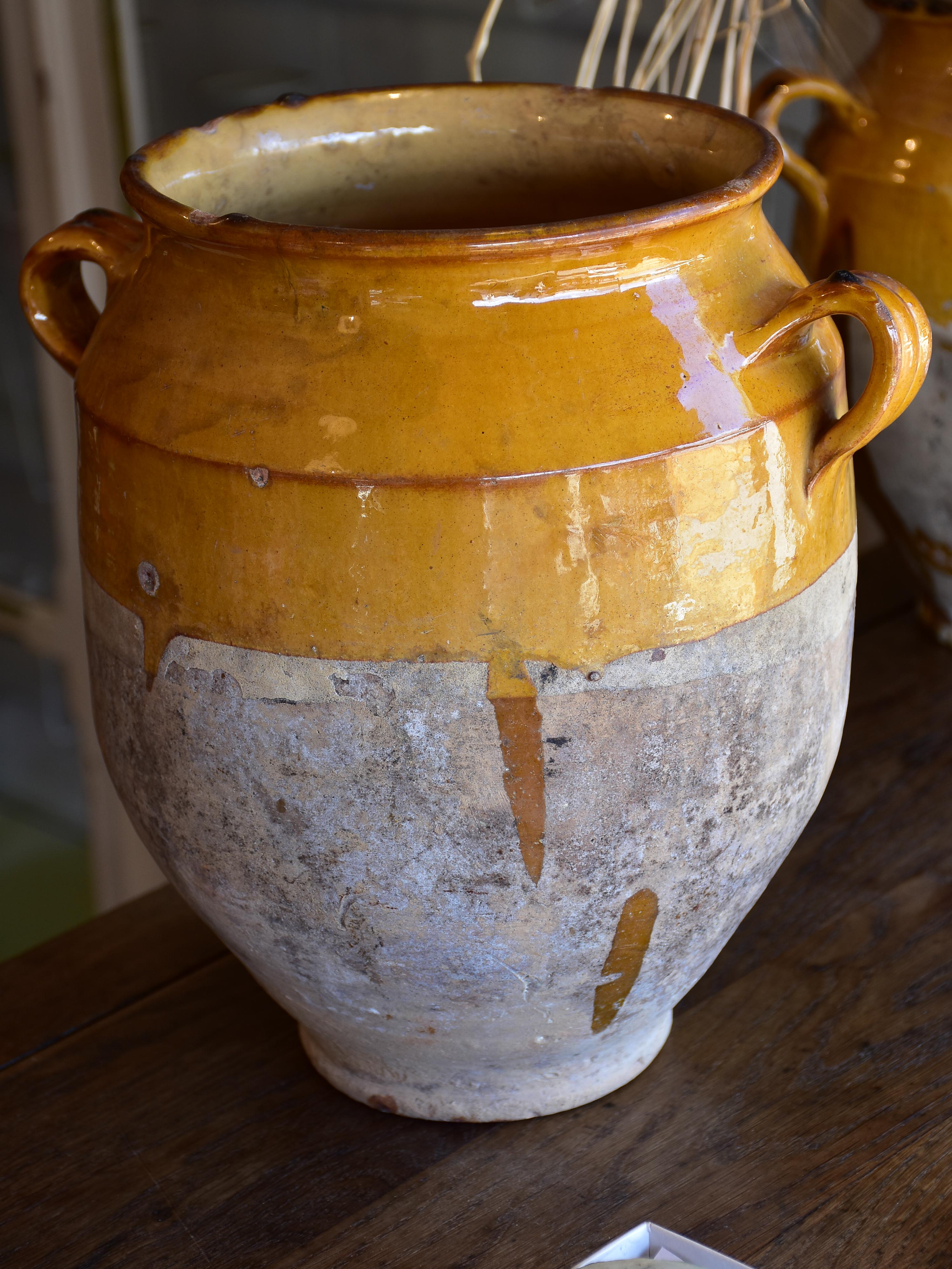 Antique French confit pot with orange demi-glaze 11¼"