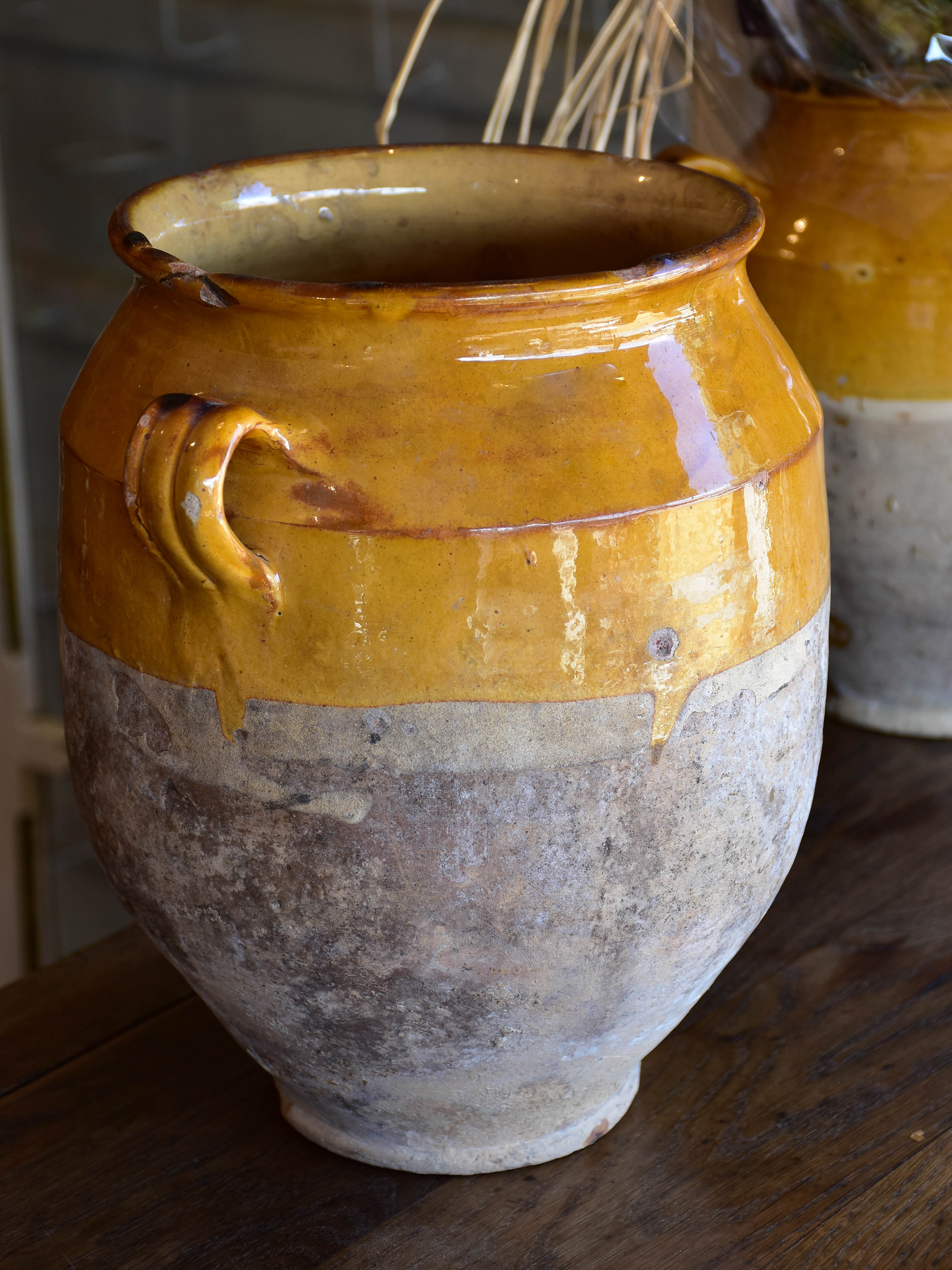 Antique French confit pot with orange demi-glaze 11¼"