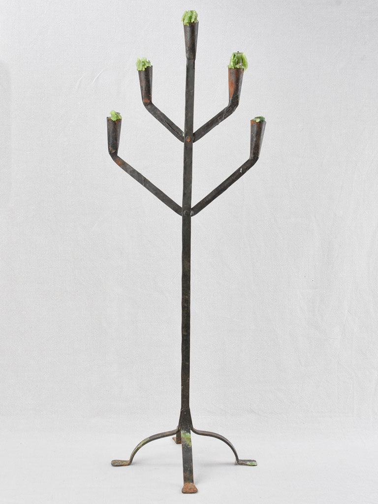 Antique wrought iron candelabra 37"