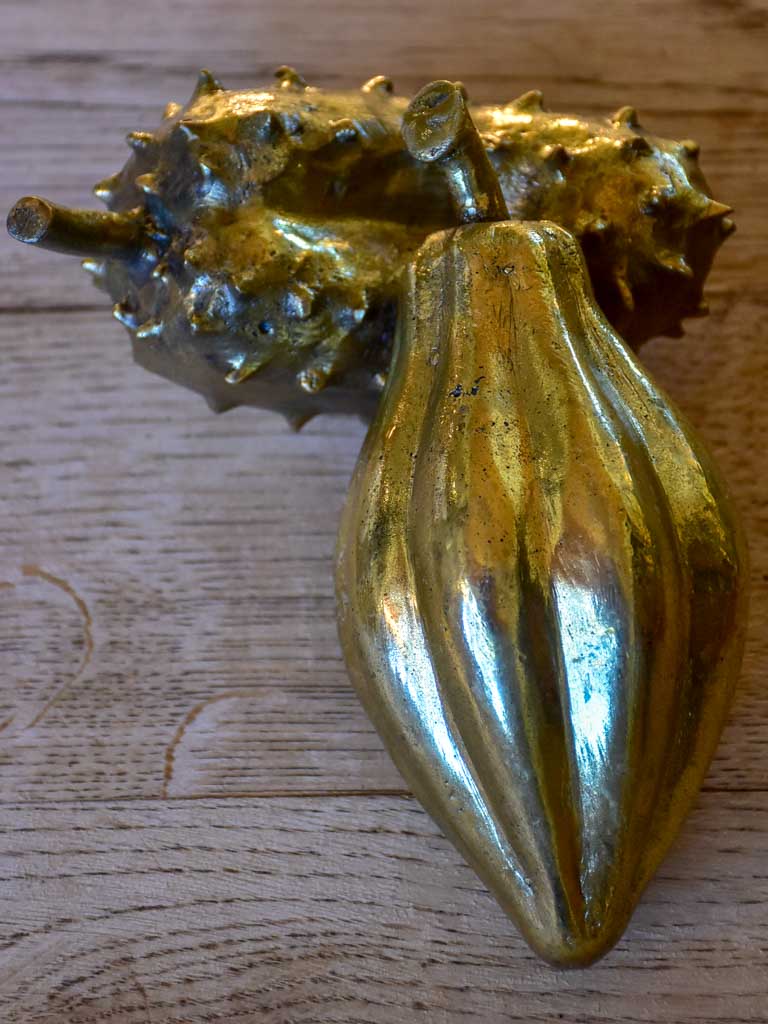 Two bronze mid-century fruit sculptures