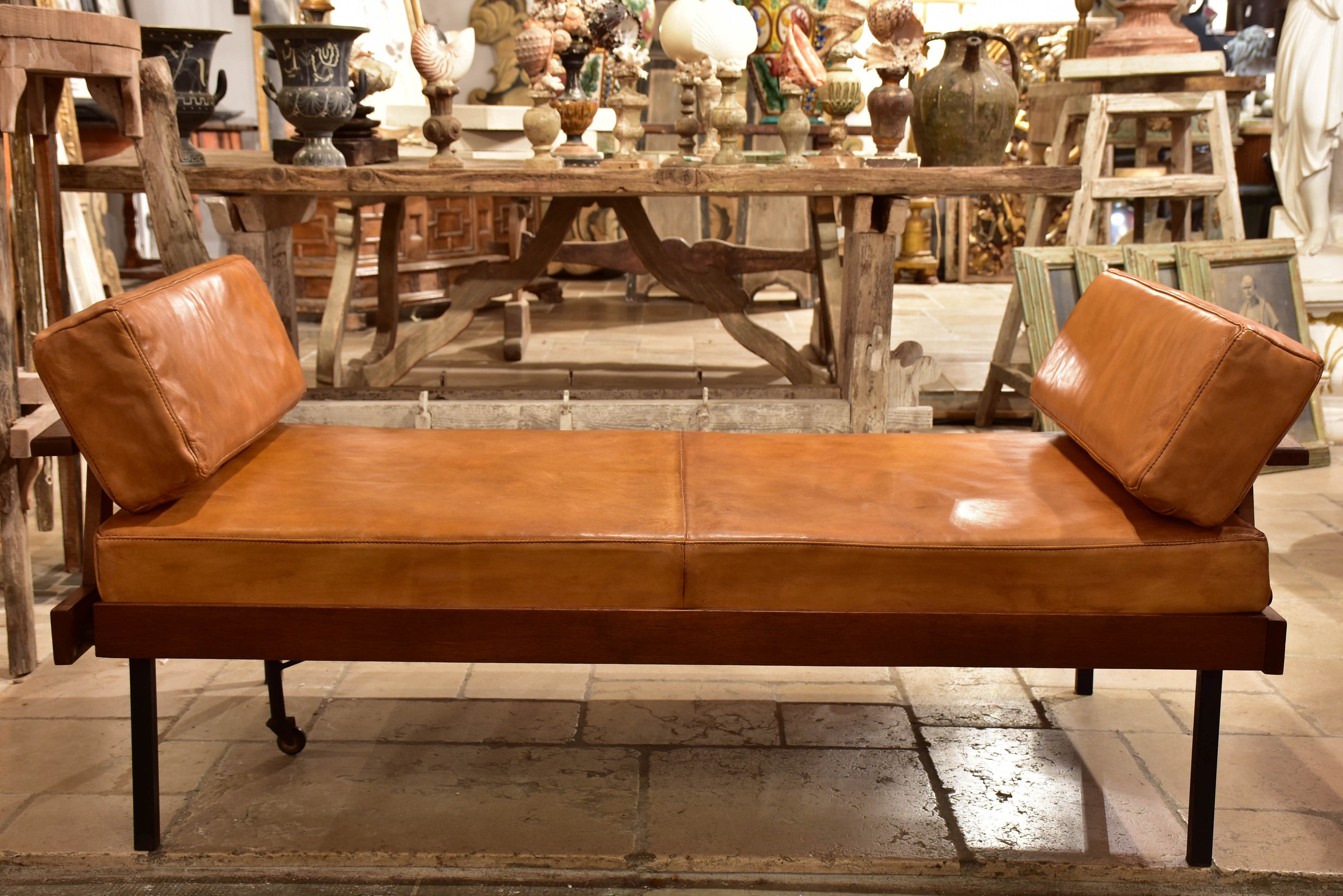 Scandinavian mid-century leather day bed