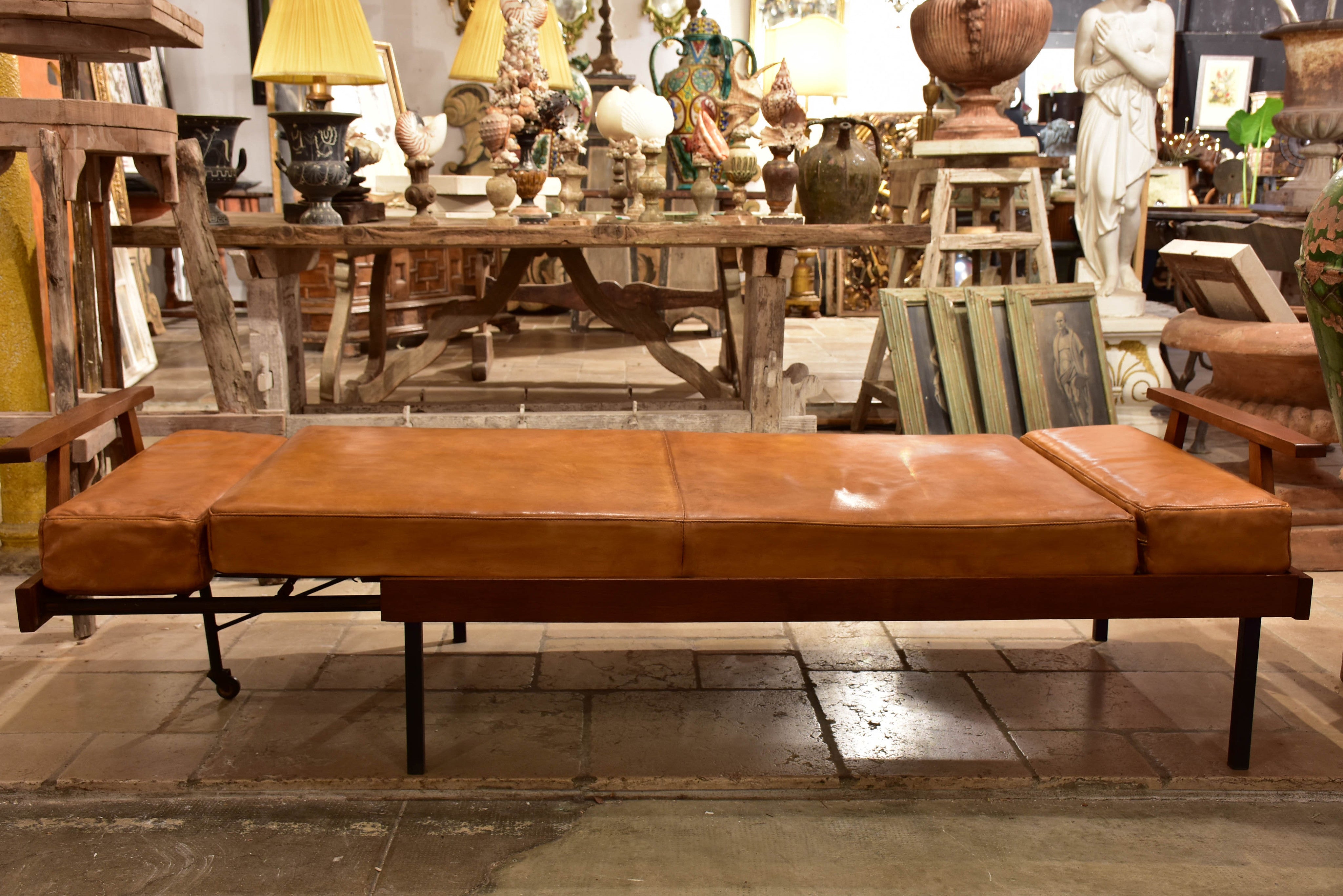 Scandinavian mid-century leather day bed