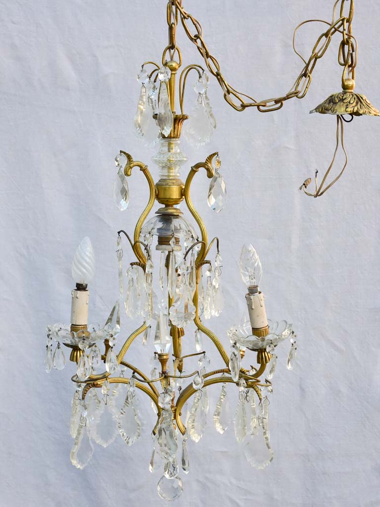 Semi-Crystal Italian Mid-Century Light Fixture