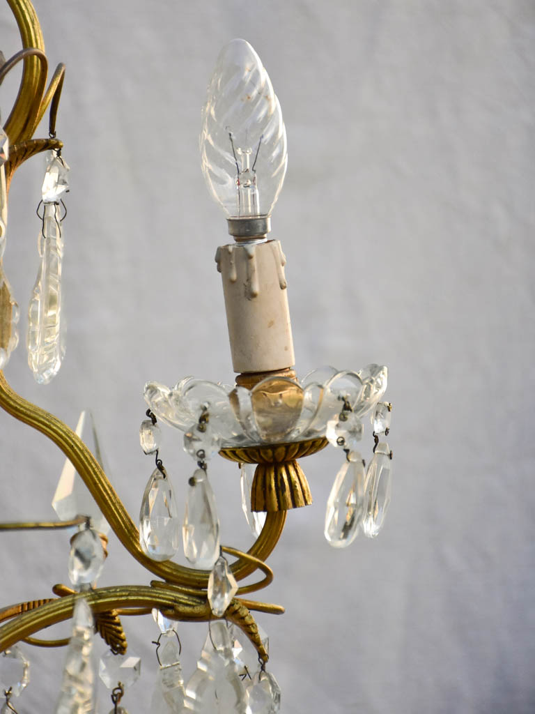 1950s Crystal Italian Three-Arm Chandelier