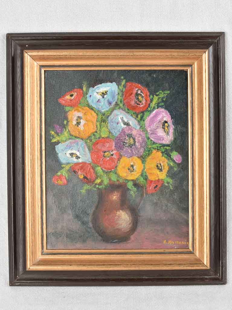 1960s signed still-life floral artworks