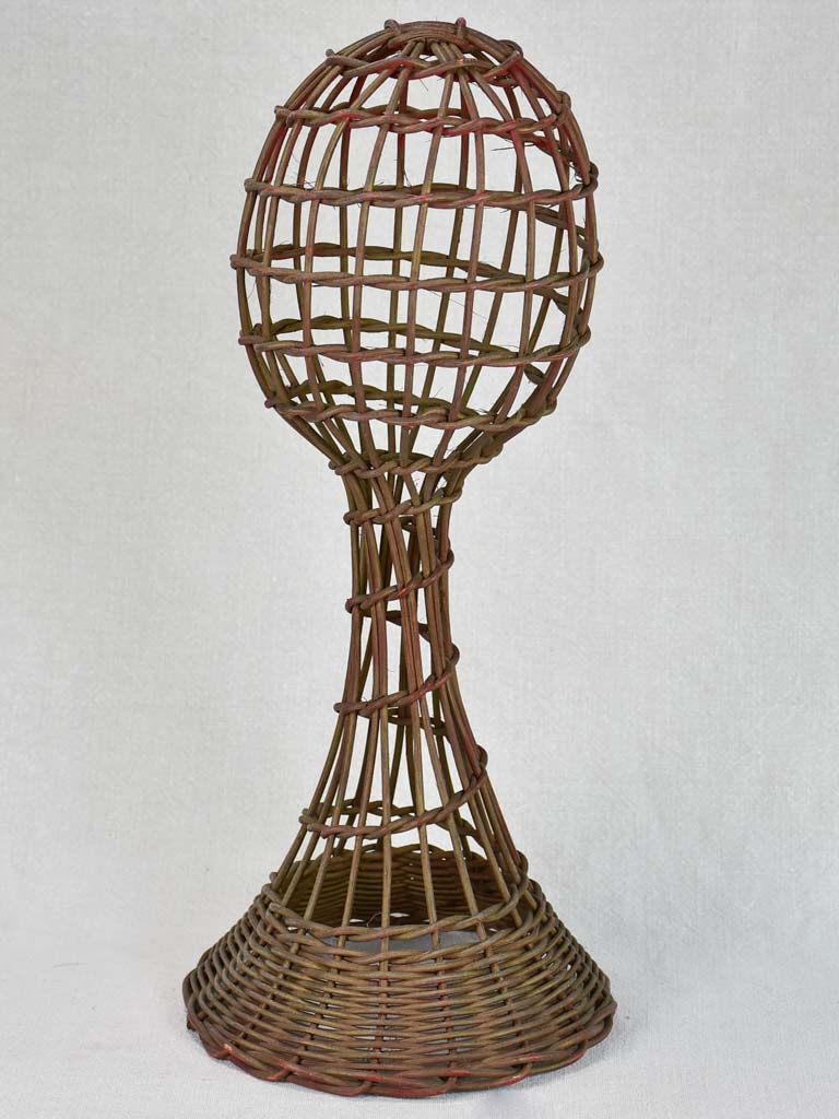 Antique French wicker hat stand - dark 19"