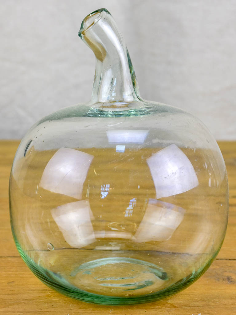 Antique hand blown glass apple shaped bottle for Calvados