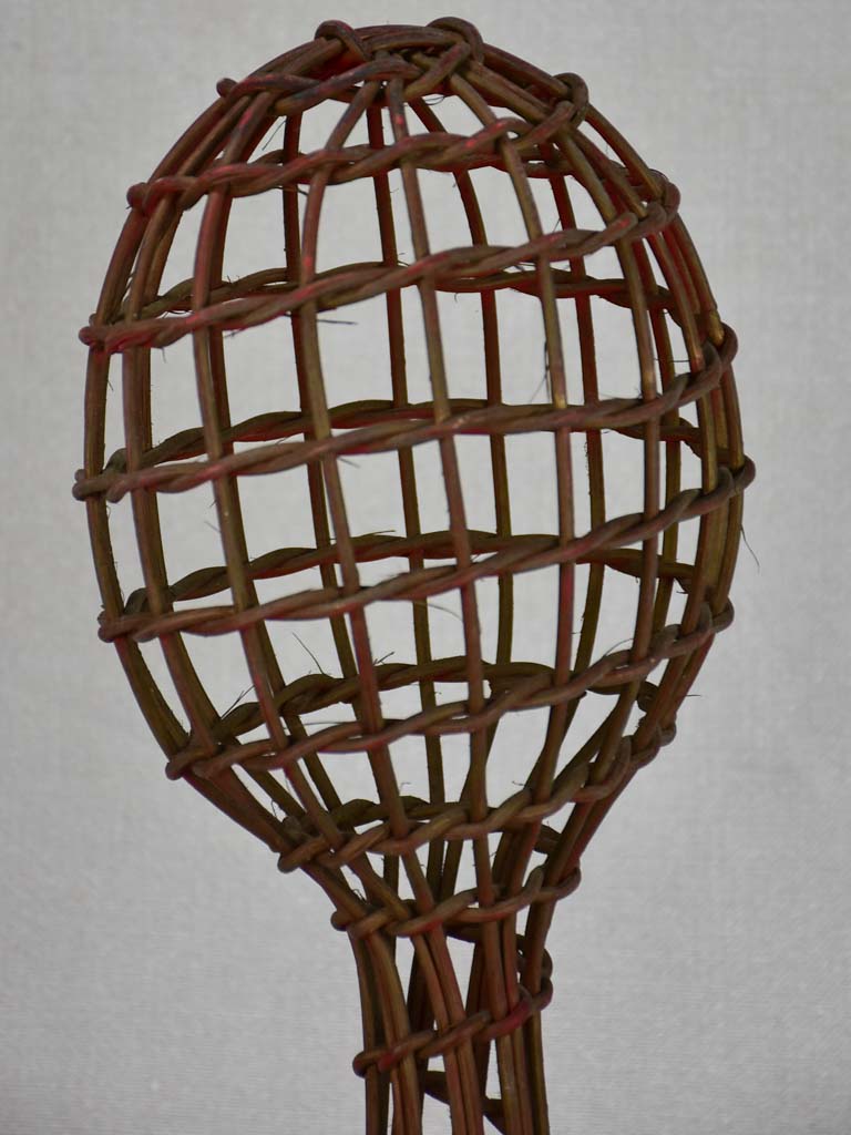 Antique French wicker hat stand - dark 19"