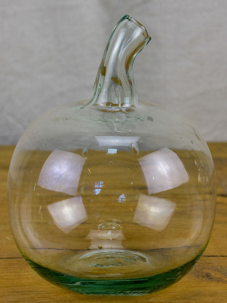 Antique hand blown glass apple shaped bottle for Calvados