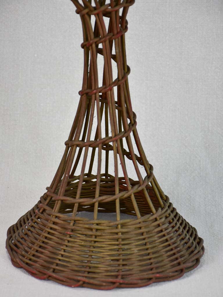 Antique French wicker hat stand - dark 19"