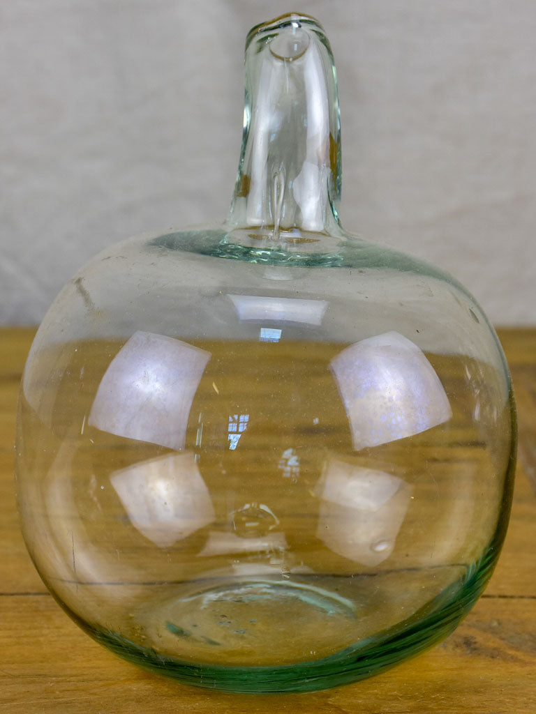 Antique hand blown glass apple shaped bottle for Calvados