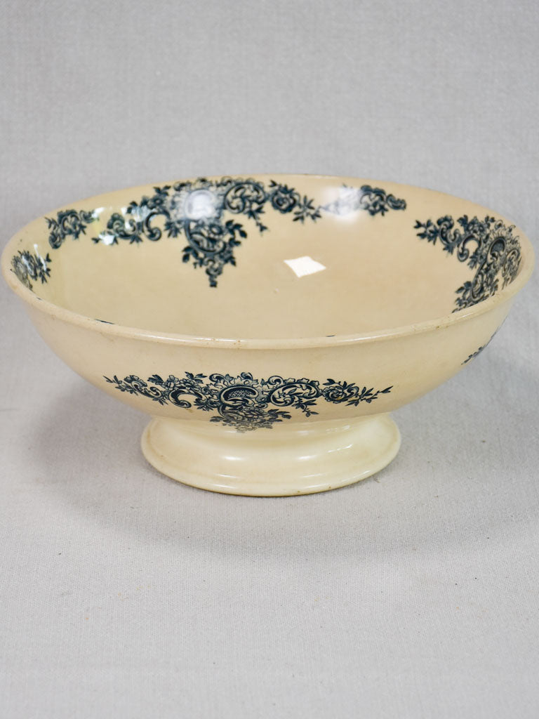 Antique French Ironstone salad bowl - Louis XV 11"