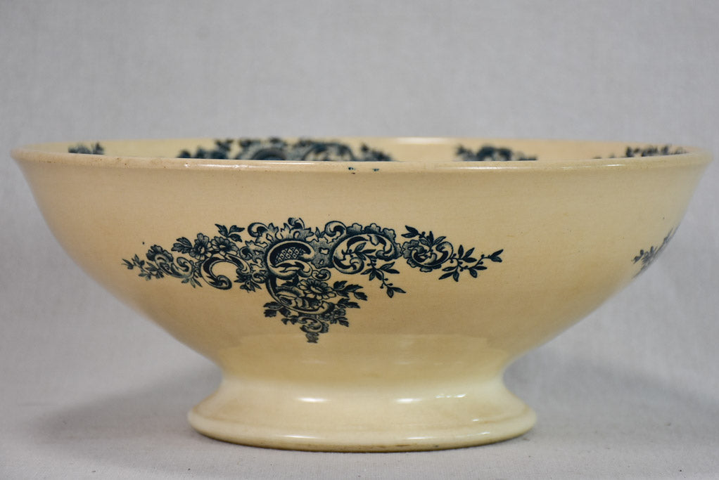 Antique French Ironstone salad bowl - Louis XV 11"