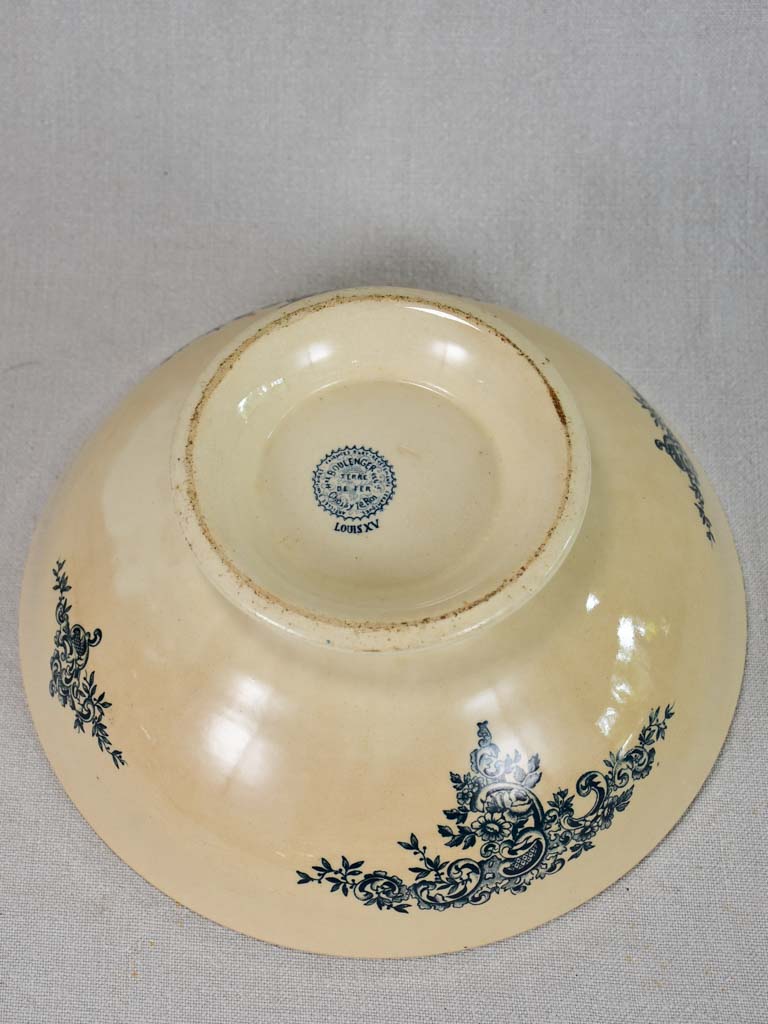 Antique French Ironstone salad bowl - Louis XV 11"