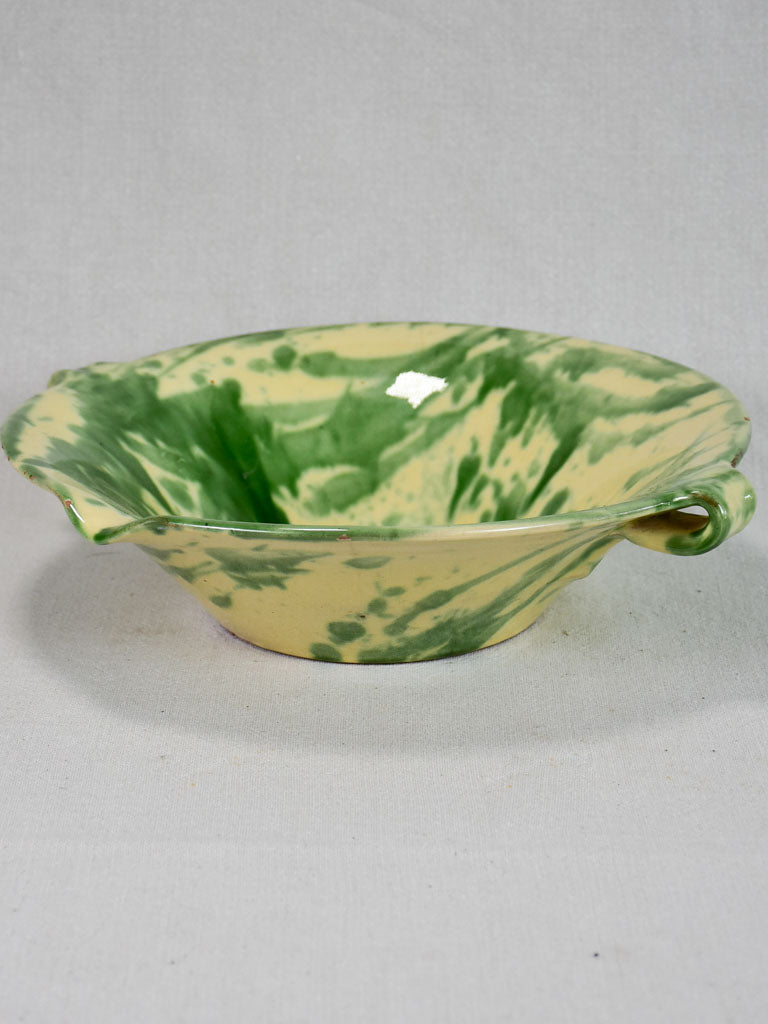 Vintage French bowl from Drôme - yellow and green 13¾"