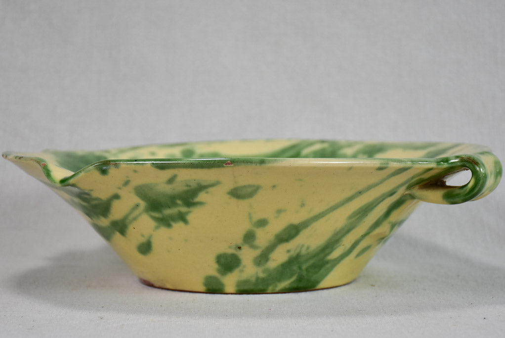 Vintage French bowl from Drôme - yellow and green 13¾"