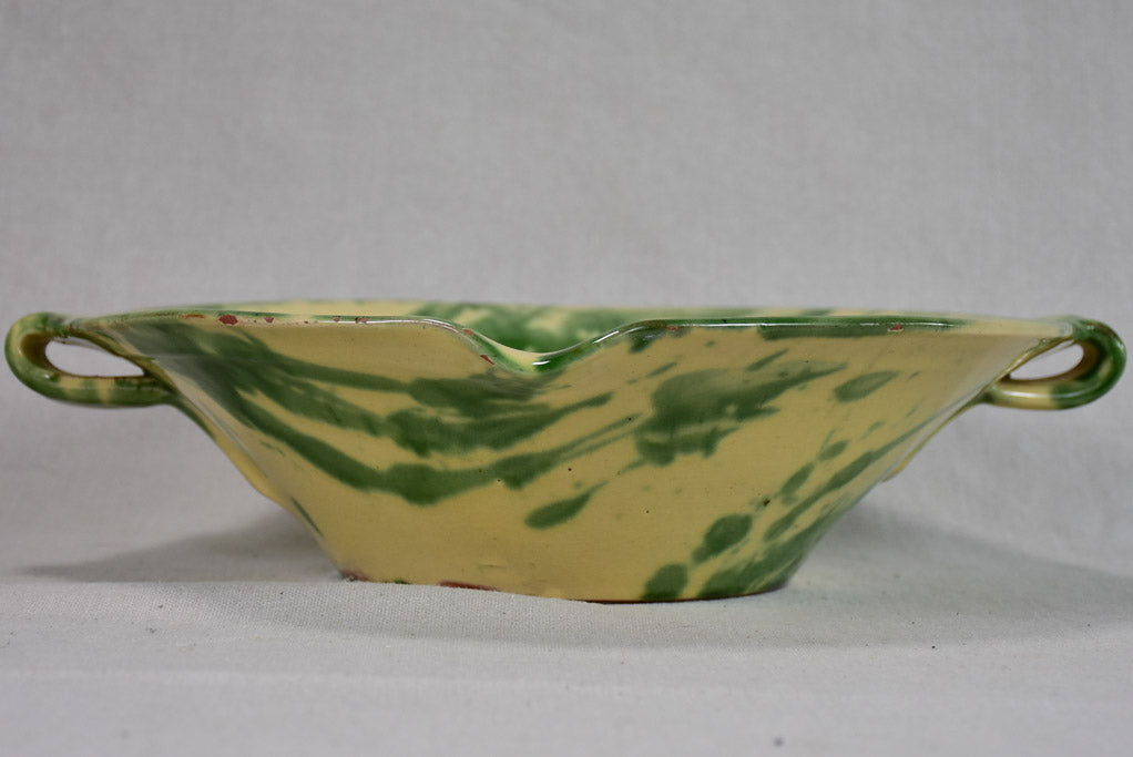 Vintage French bowl from Drôme - yellow and green 13¾"