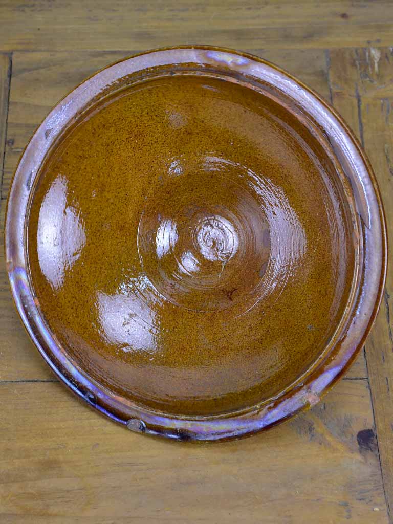 Antique French soup tureen with brown glaze