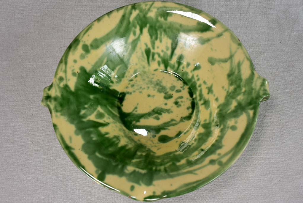 Vintage French bowl from Drôme - yellow and green 13¾"