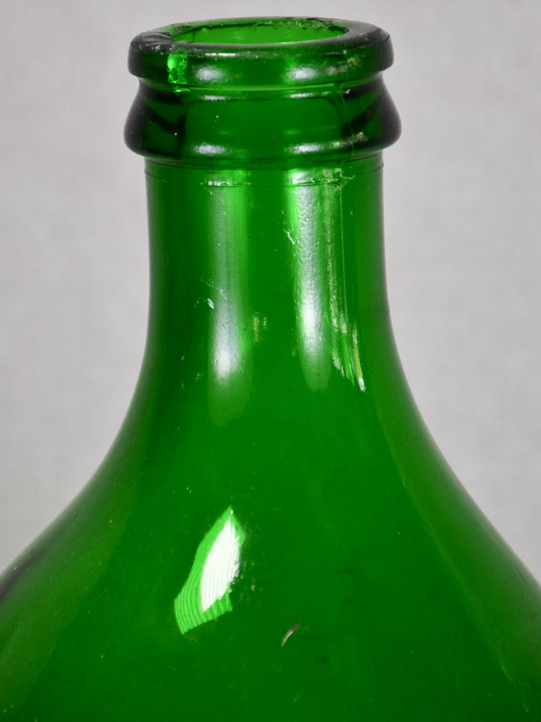 Large green Italian demijohn bottle - green 26"