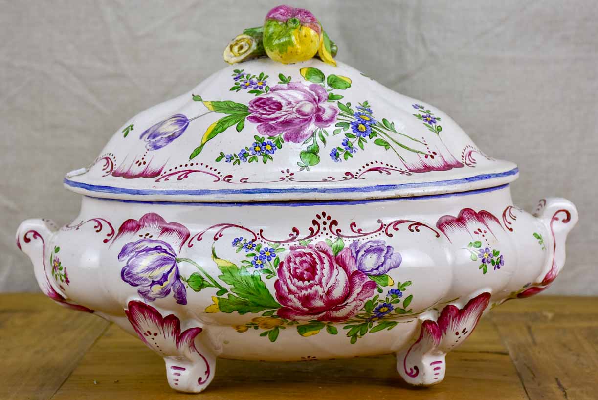 Antique French soup tureen attributed to Veuve Perrin, Marseille